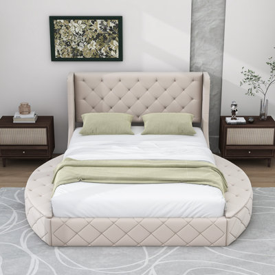 House of Hampton Harstad Queen Upholstered Platform Bed with Headboard and Drawer Wayfair